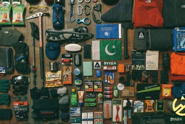 Climbing Gear Arranged on the floor