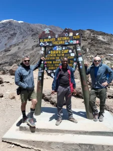 Dunstun with clients at Mt. Kilimanjaro