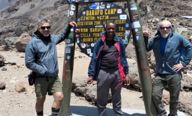 Dunstun with clients at Mt. Kilimanjaro