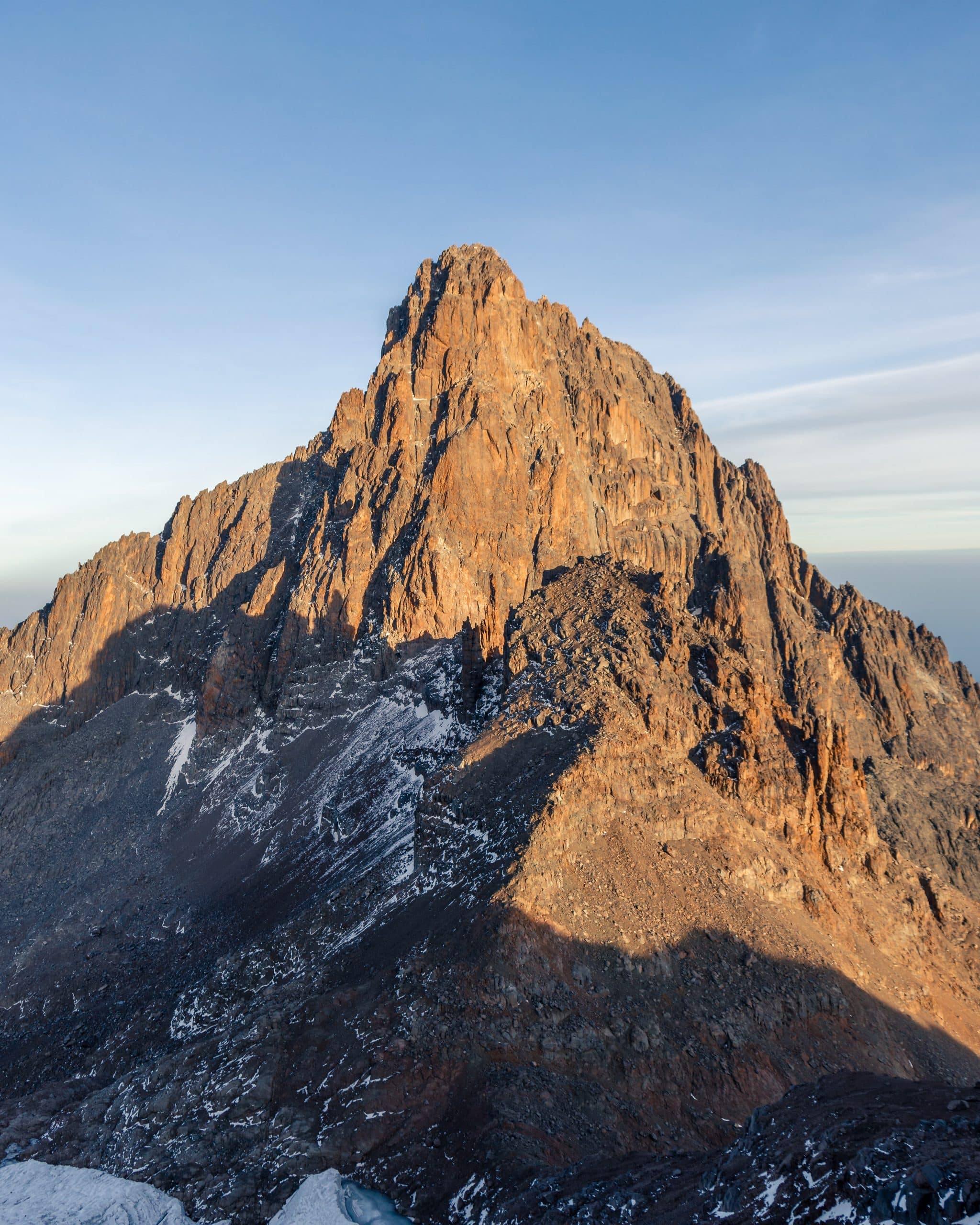 Sunrise On Mt,Kenya Batian Peak With Some Snow